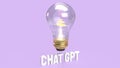 The light bulb and text chatgpt for technology or it concept 3d rendering